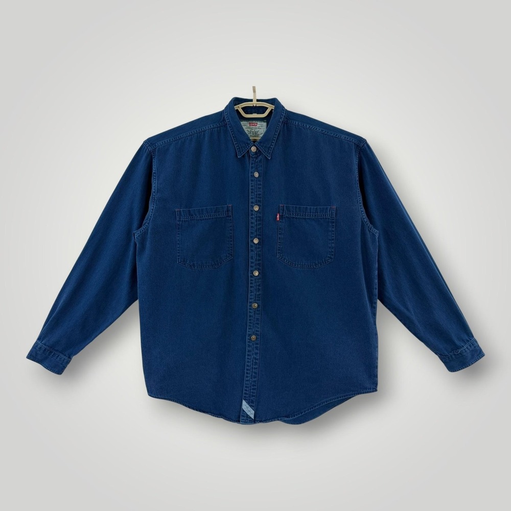 Vintage Levi's Denim Shirt Mens XL Blue Long Sleeve‎ Button Up Cotton Workwear